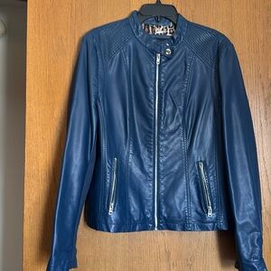 Womens Faux-Leather Zip-Cuff Jacket Size XL